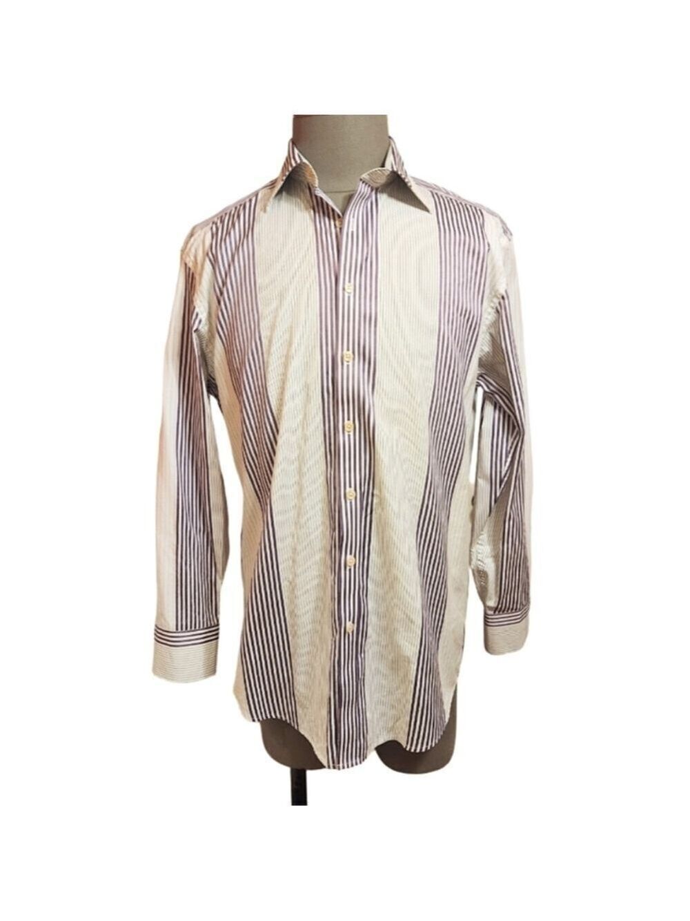 Ted Baker Endurance Dress Shirt White Purple Stripe Size 17